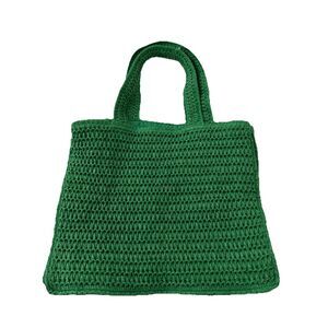 H&M Woven Paper Straw Tote Bag Large Green‎ Handbag Beach Shopper Boho NWOT